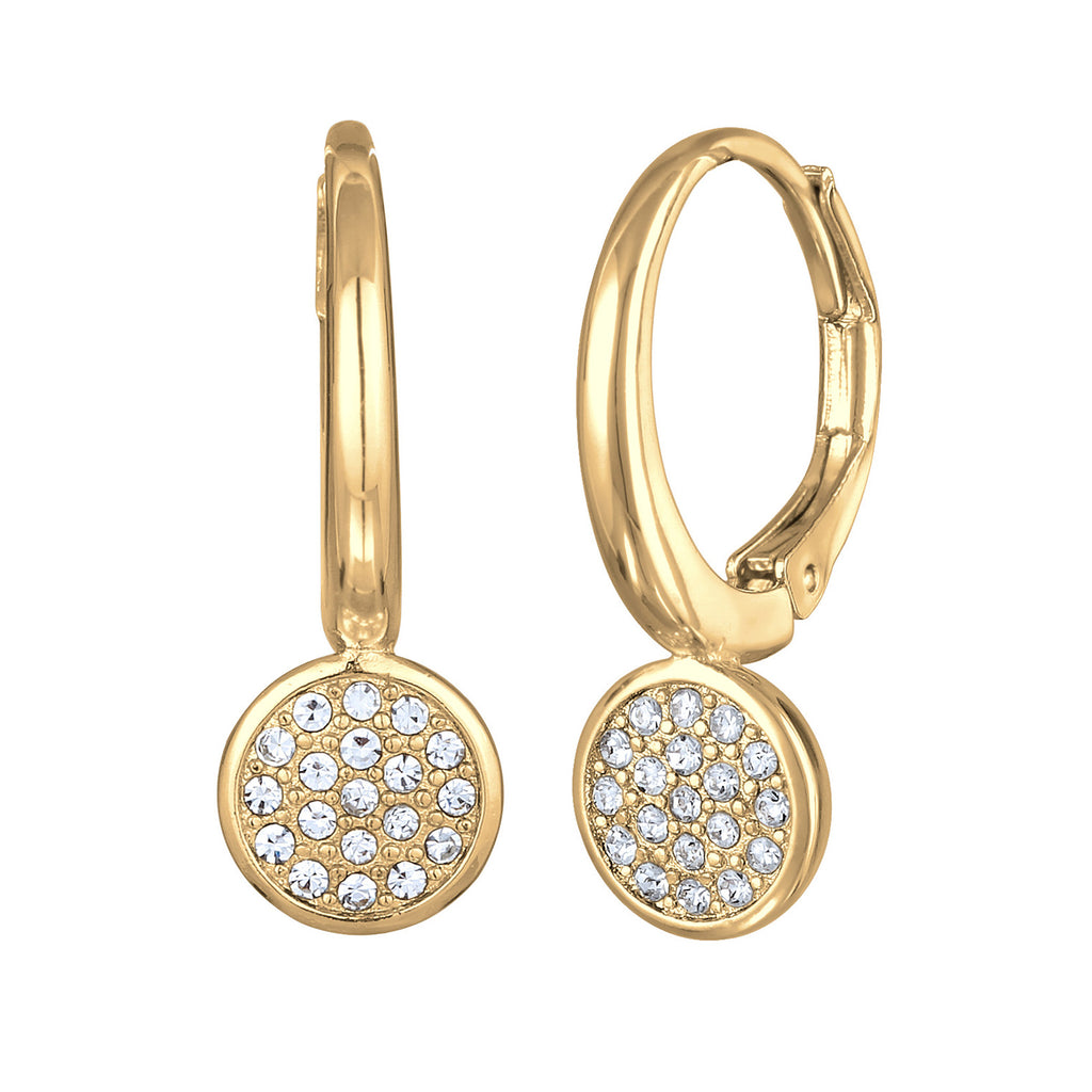 Gold - Elli | Klassische Ohrringe Plättchen | Kristalle | Messing