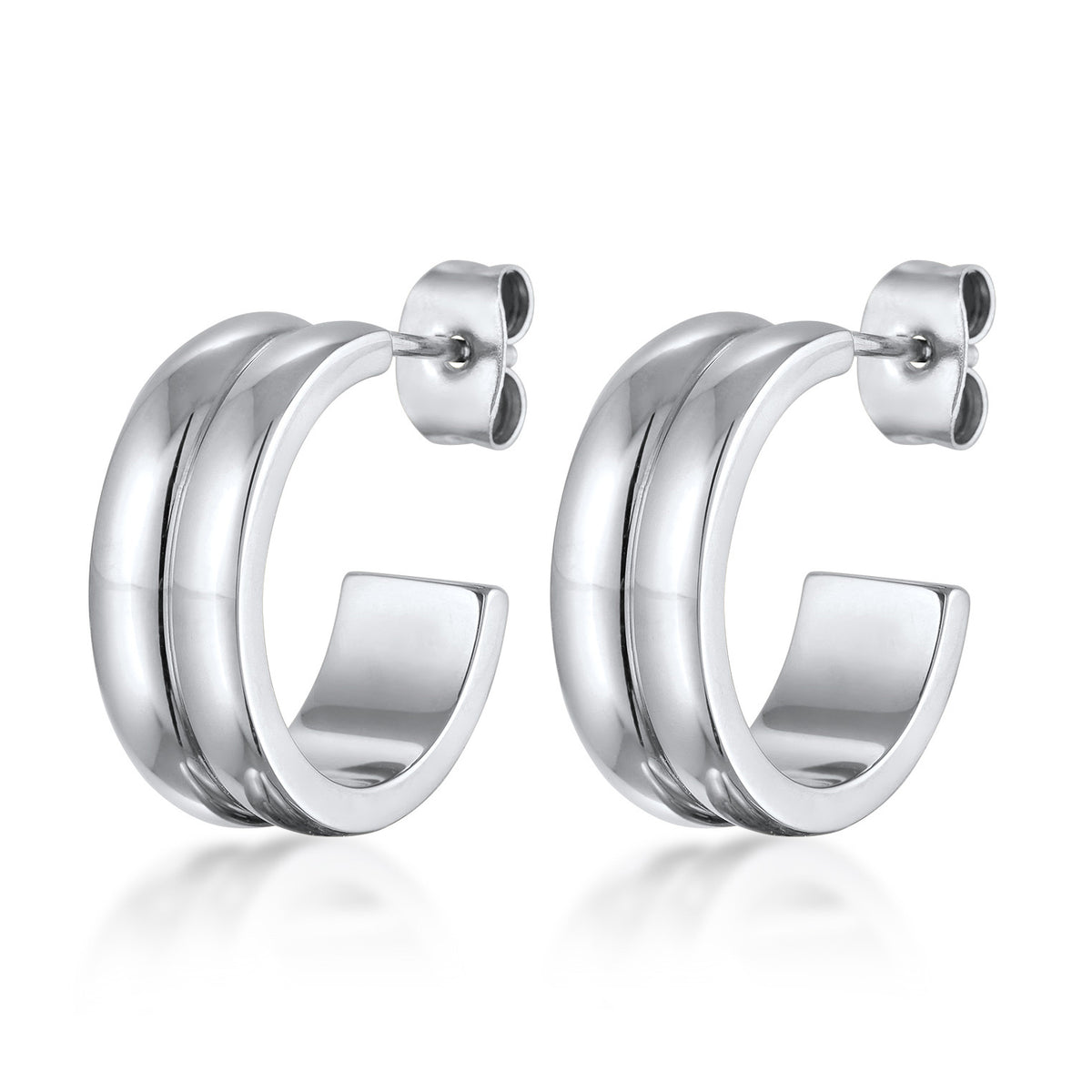 Silber - Elli | Creolen Stecker | Messing