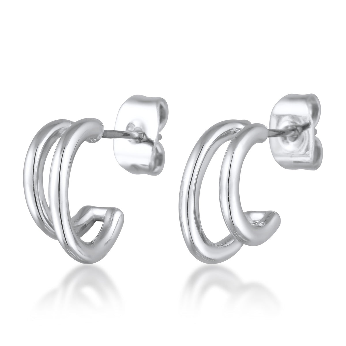 Silber - Elli | Creolen Stecker Offen | Messing