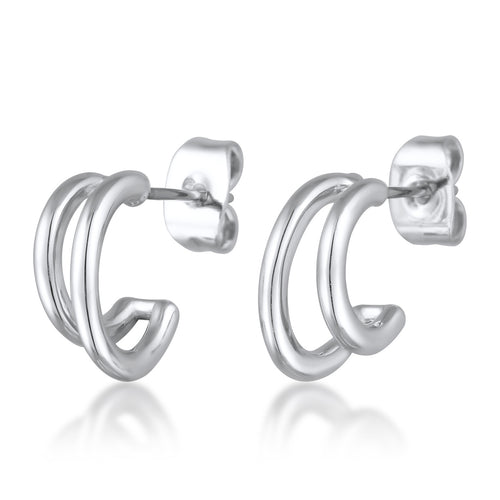 Silber - Elli | Creolen Stecker Offen | Messing