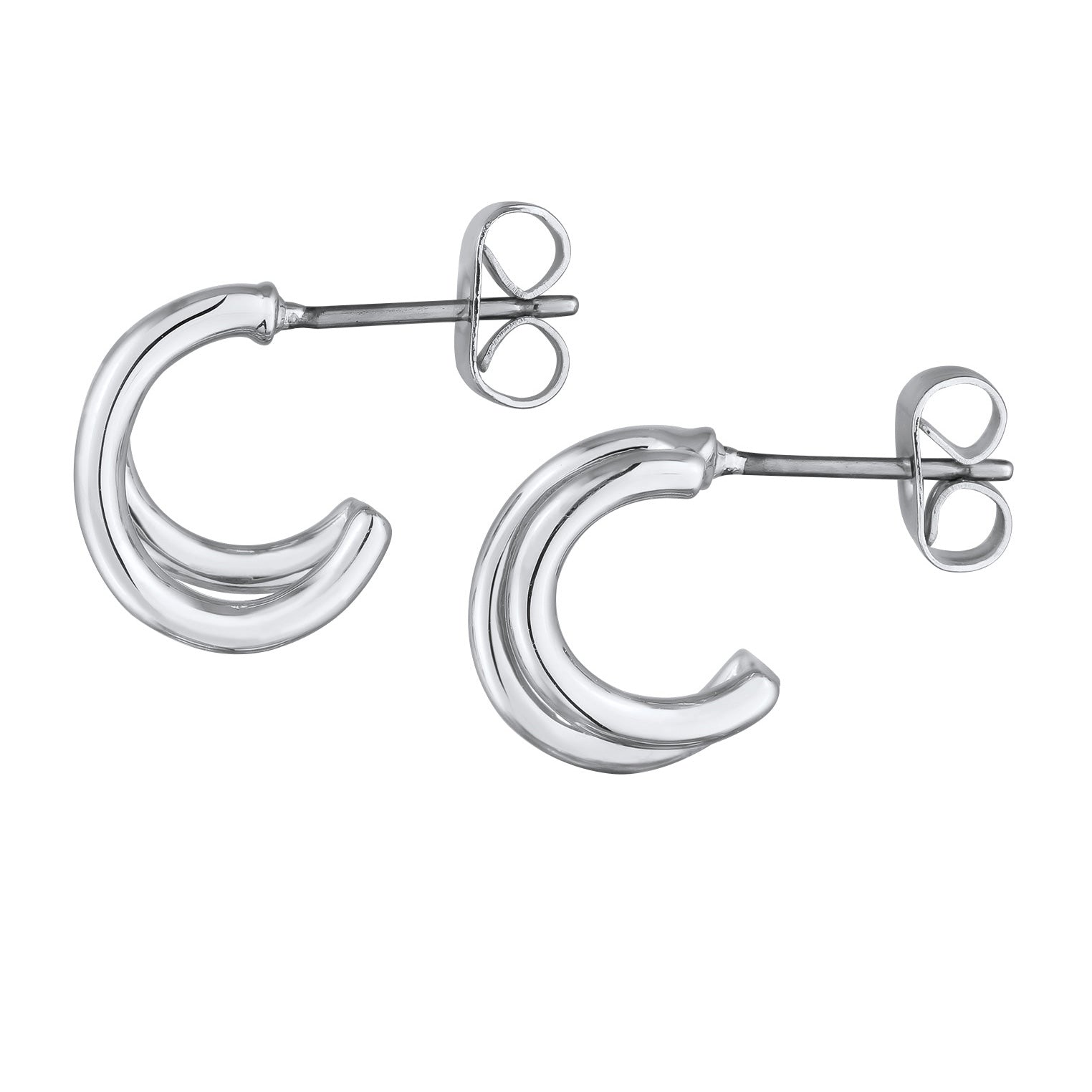 Silber - Elli | Creolen Stecker Offen | Messing