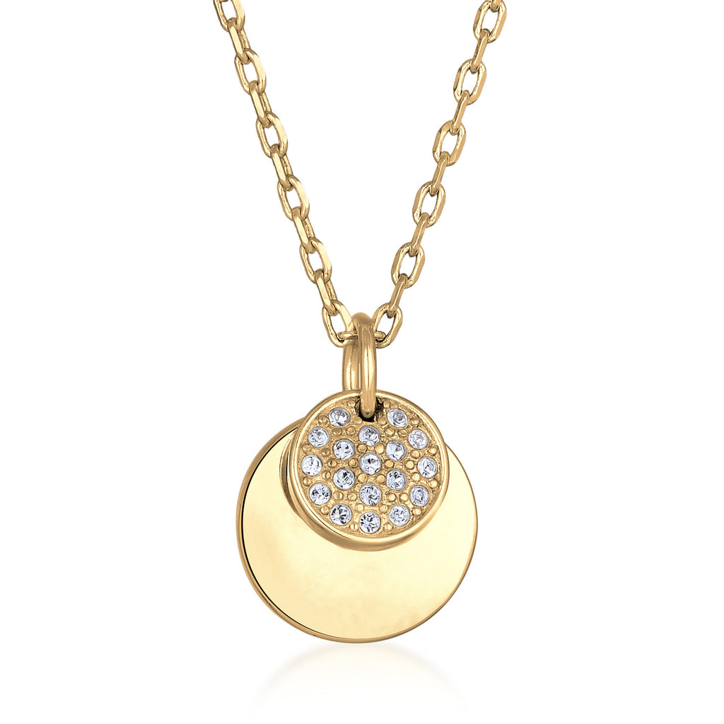Gold - Elli | Halskette Plättchen | Glaskristalle | Goldfarben