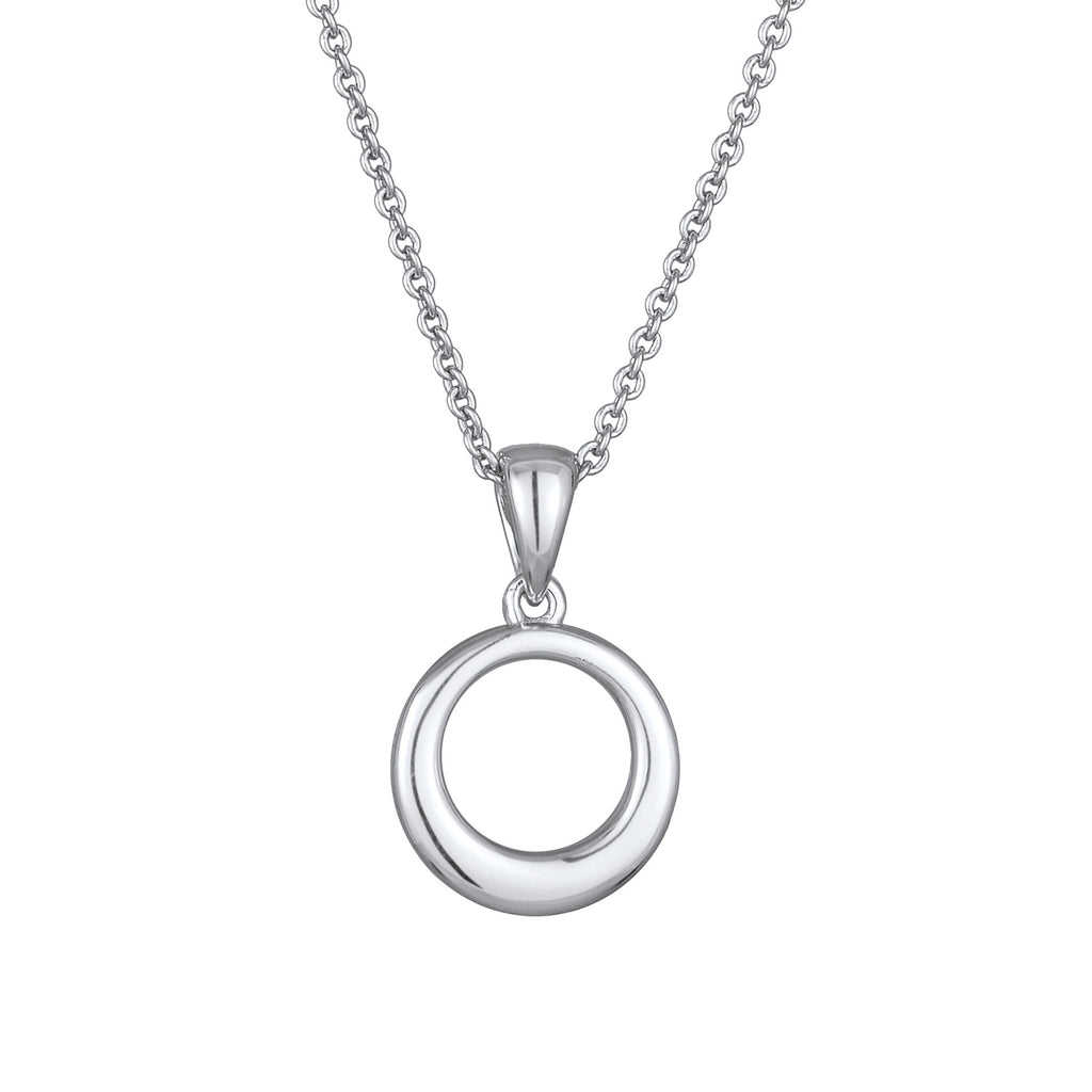 Silber - Elli | Halskette Kreis Anhänger | Kristalle (Weiß) | Messing