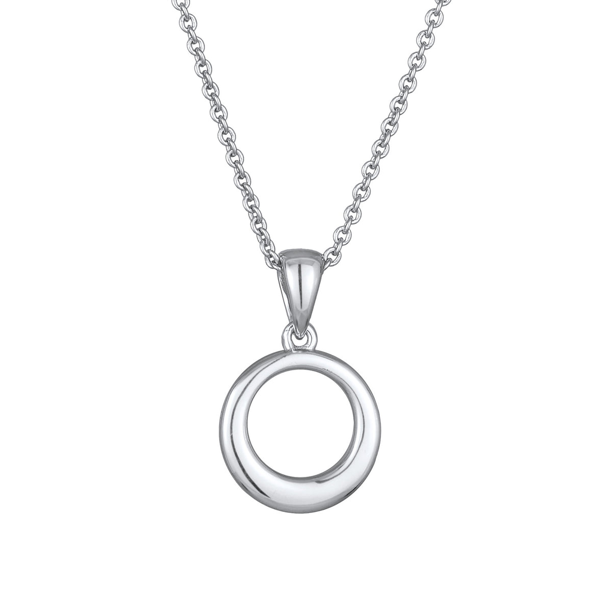 Silber - Elli | Halskette Kreis Anhänger | Kristalle (Weiß) | Messing