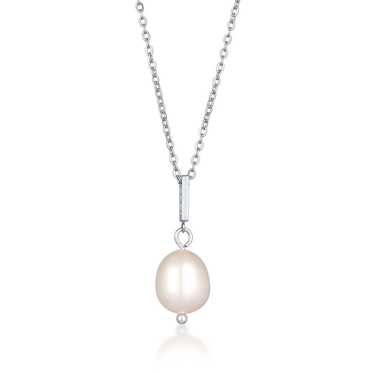 Silber - Elli | Gliederhalskette Anhänger Klassisch | Glasperle | Messing