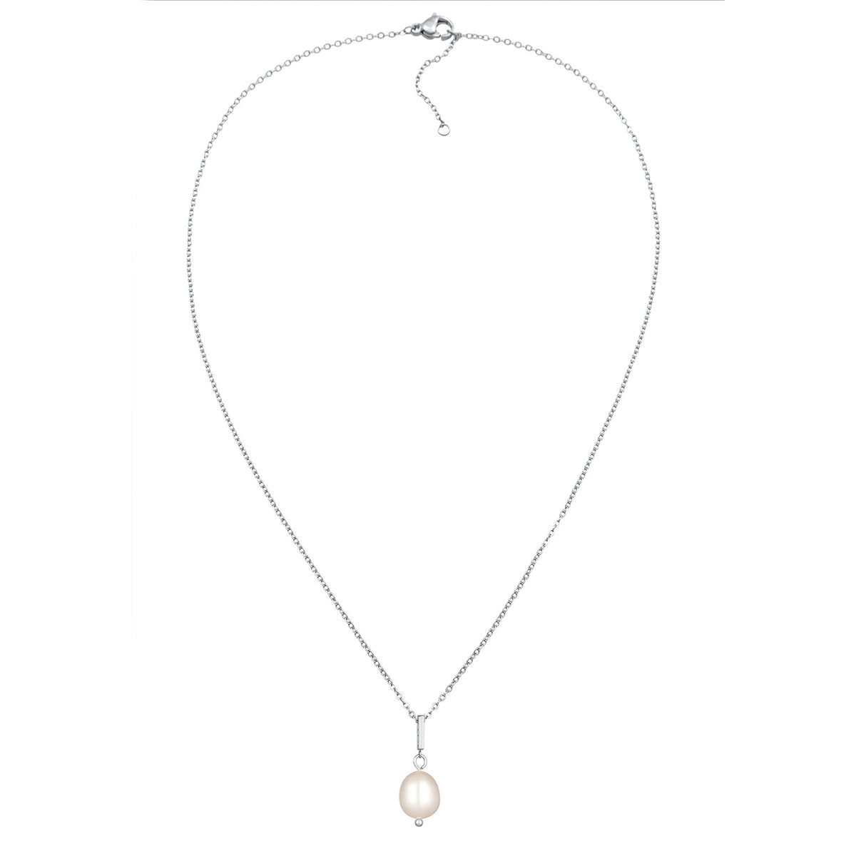 Silber - Elli | Gliederhalskette Anhänger Klassisch | Glasperle | Messing