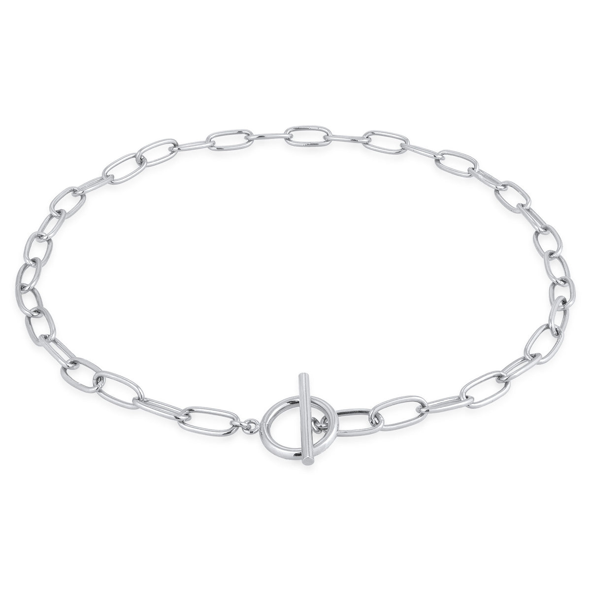 Silber - Elli | Glieder-Halskette T-Verschluss | Messing