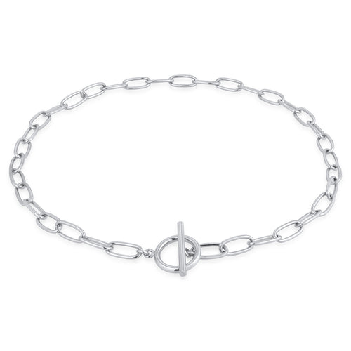 Silber - Elli | Glieder-Halskette T-Verschluss | Messing