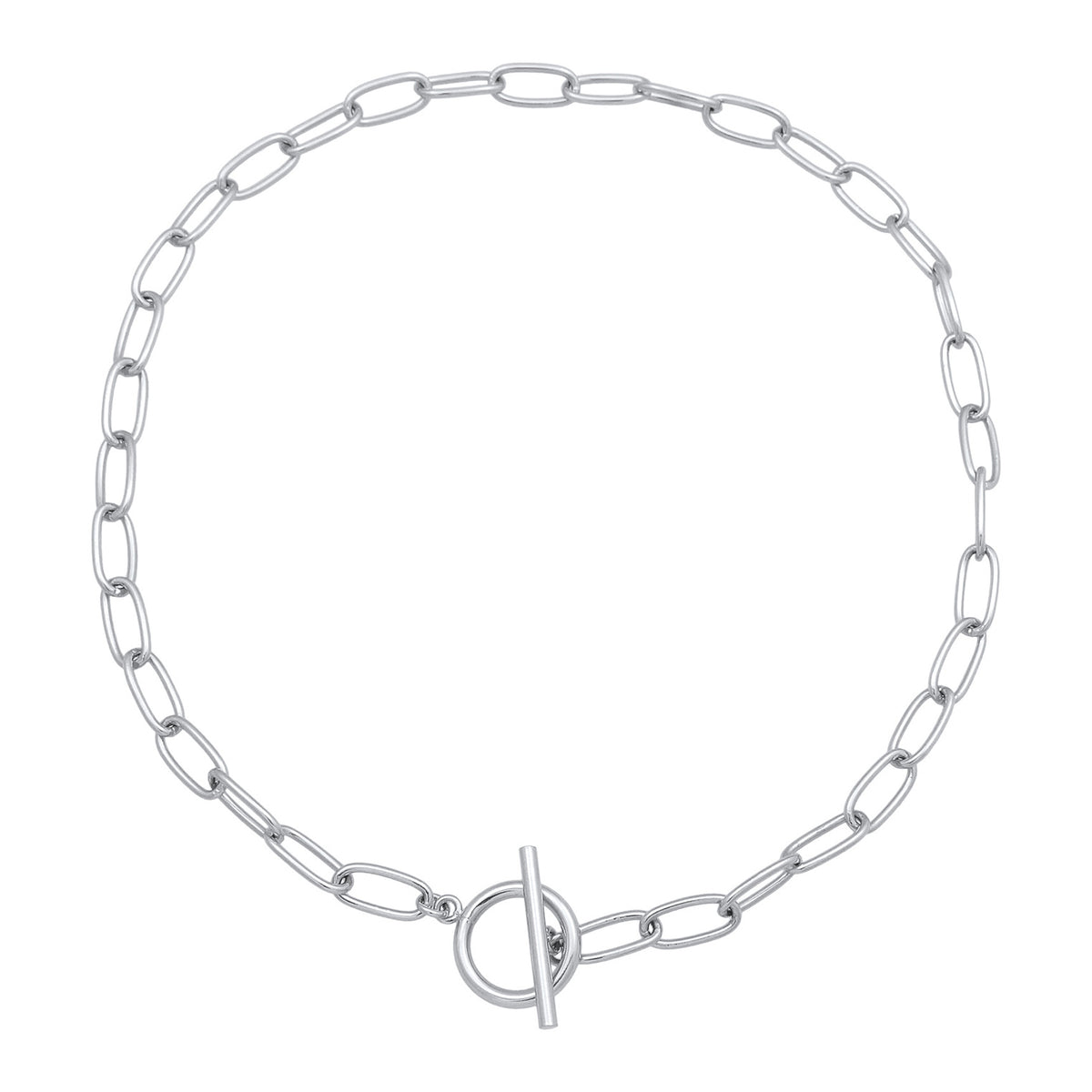 Silber - Elli | Glieder-Halskette T-Verschluss | Messing
