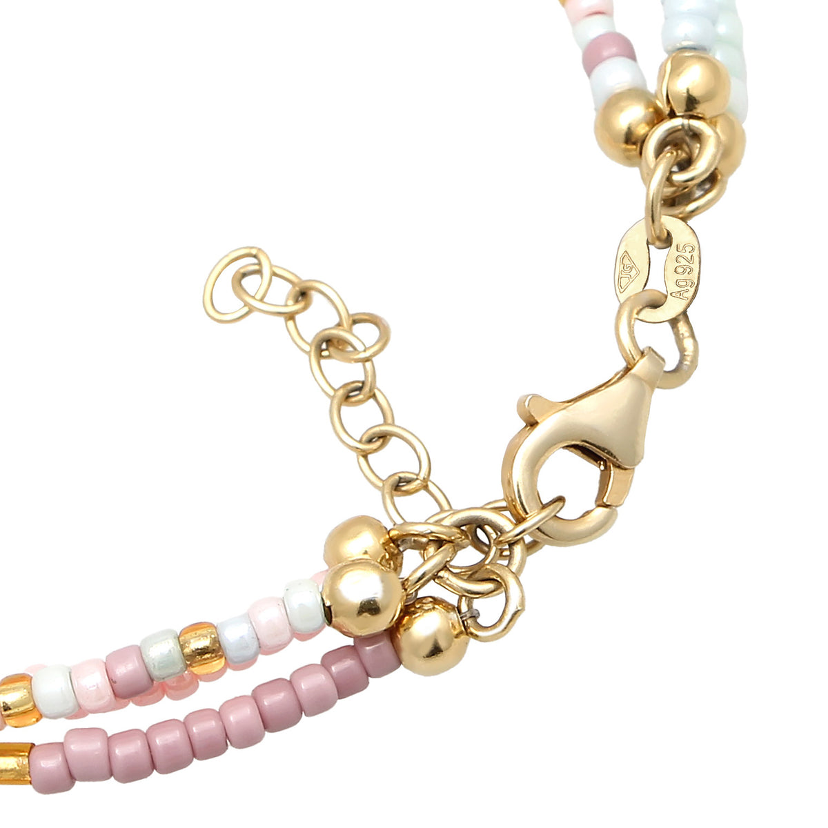 Bunt - Elli | Layer-Armband | Süßwasserzuchtperlen (Pastell) | 925 Sterling Silber vergoldet