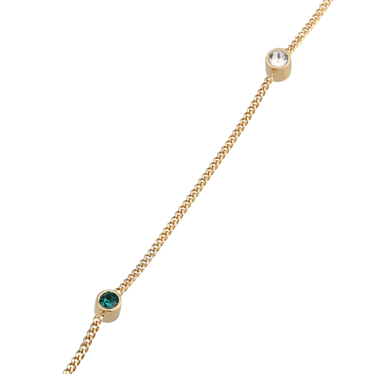 Grün - Elli | Fußkettchen Festival | Kristalle (Grün & Weiß) | 925 Sterling Silber vergoldet