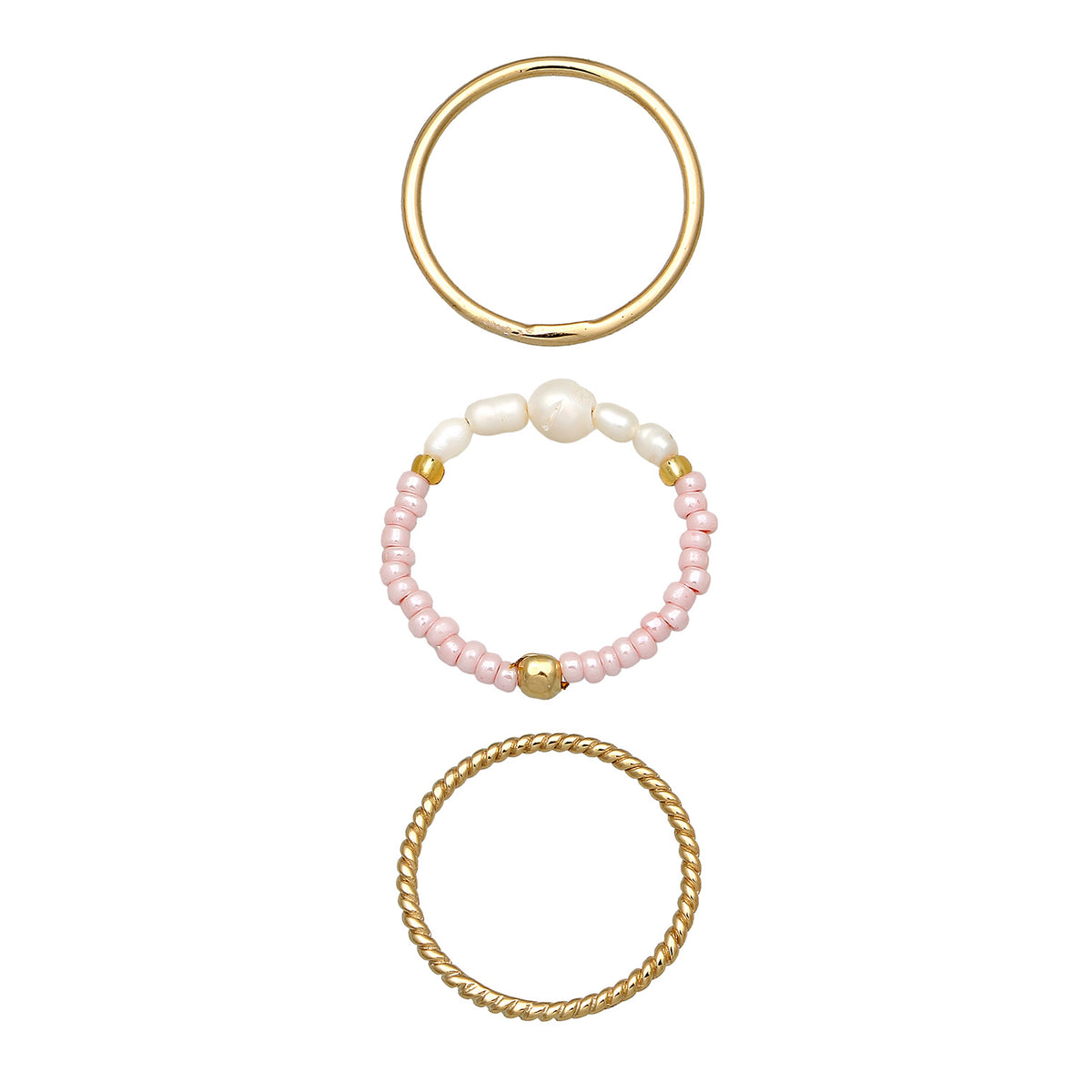 Gold - Elli | Ringset Festival | Süßwasserzuchtperlen | 925 Sterling Silber
