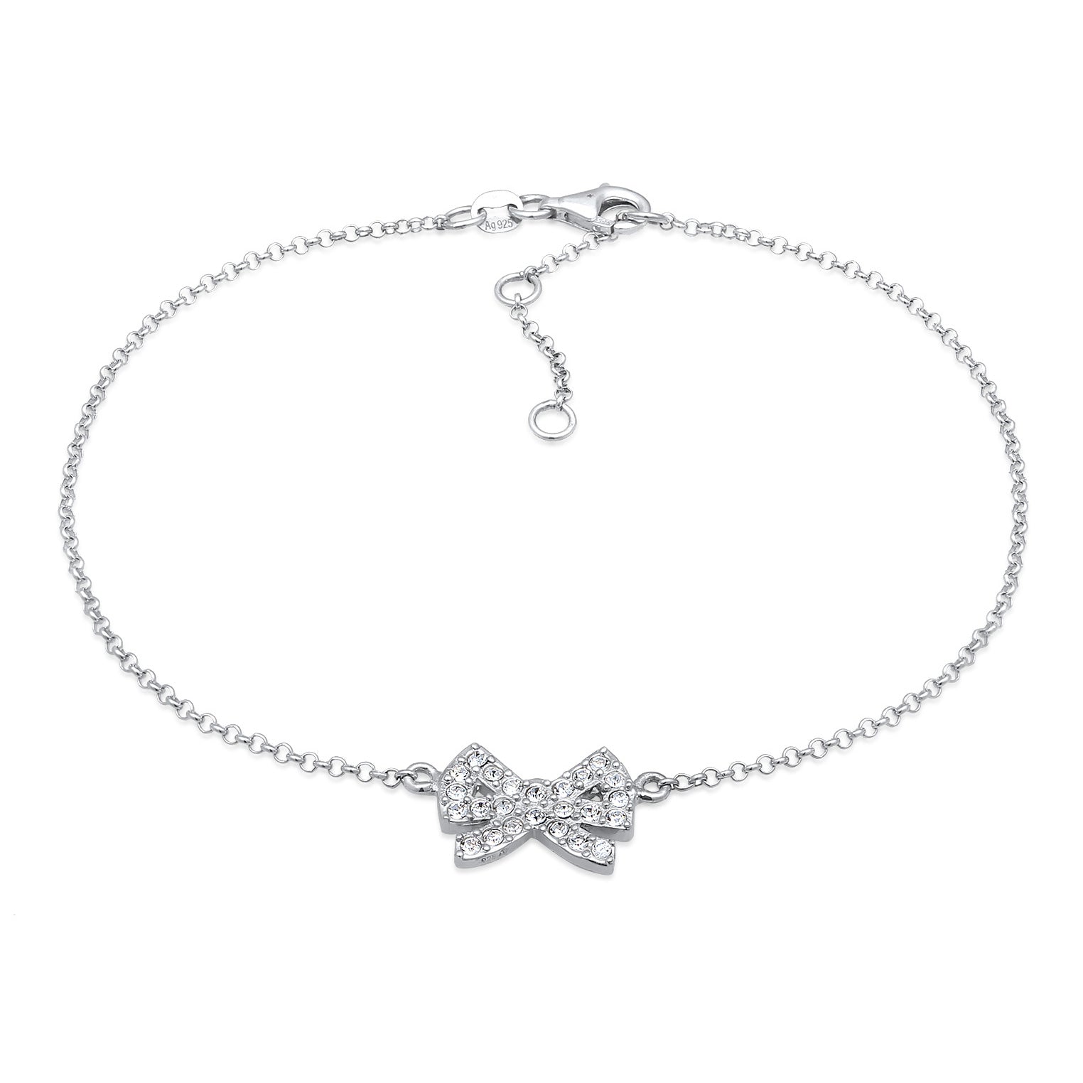 Silber - Elli | Armband Schleife | Mit Kristallen von Swarovski® (Weiß) | 925 Sterling Silber