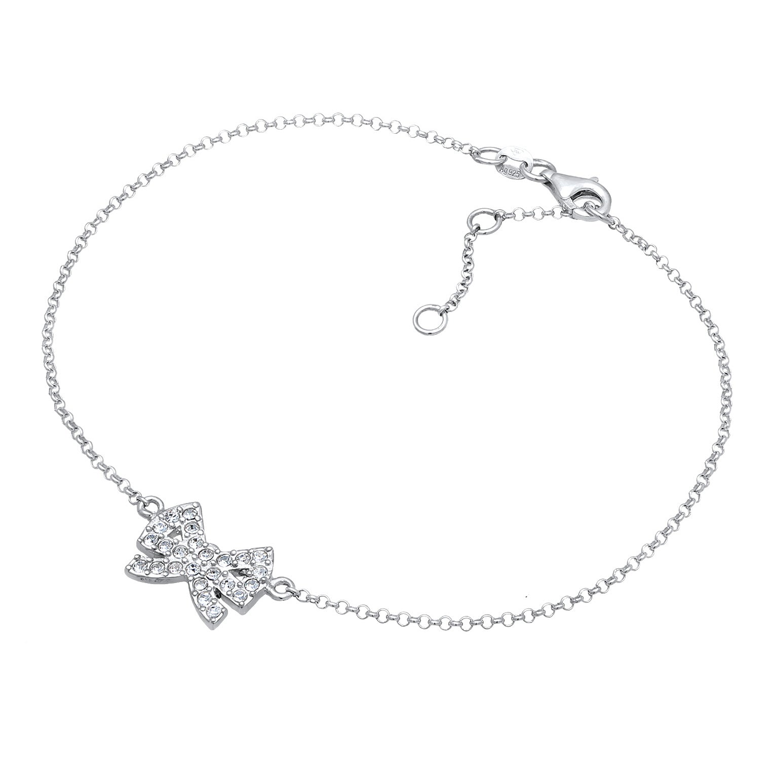 Silber - Elli | Armband Schleife | Mit Kristallen von Swarovski® (Weiß) | 925 Sterling Silber
