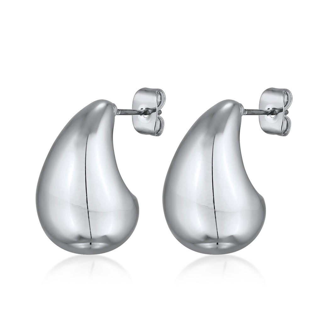 Silber - Elli | Ohrstecker Tropfen | Messing | Silberfarben