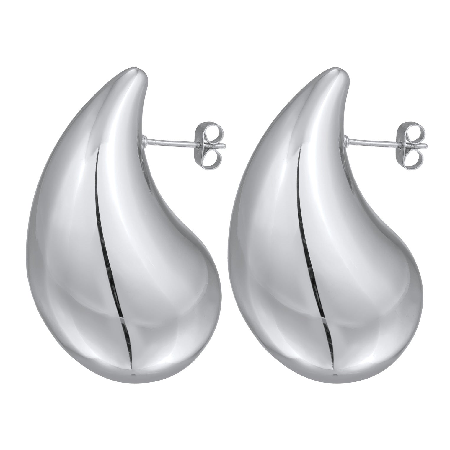 Silber - Elli | Ohrstecker | Tropfen | Messing Rhodium-Imitation