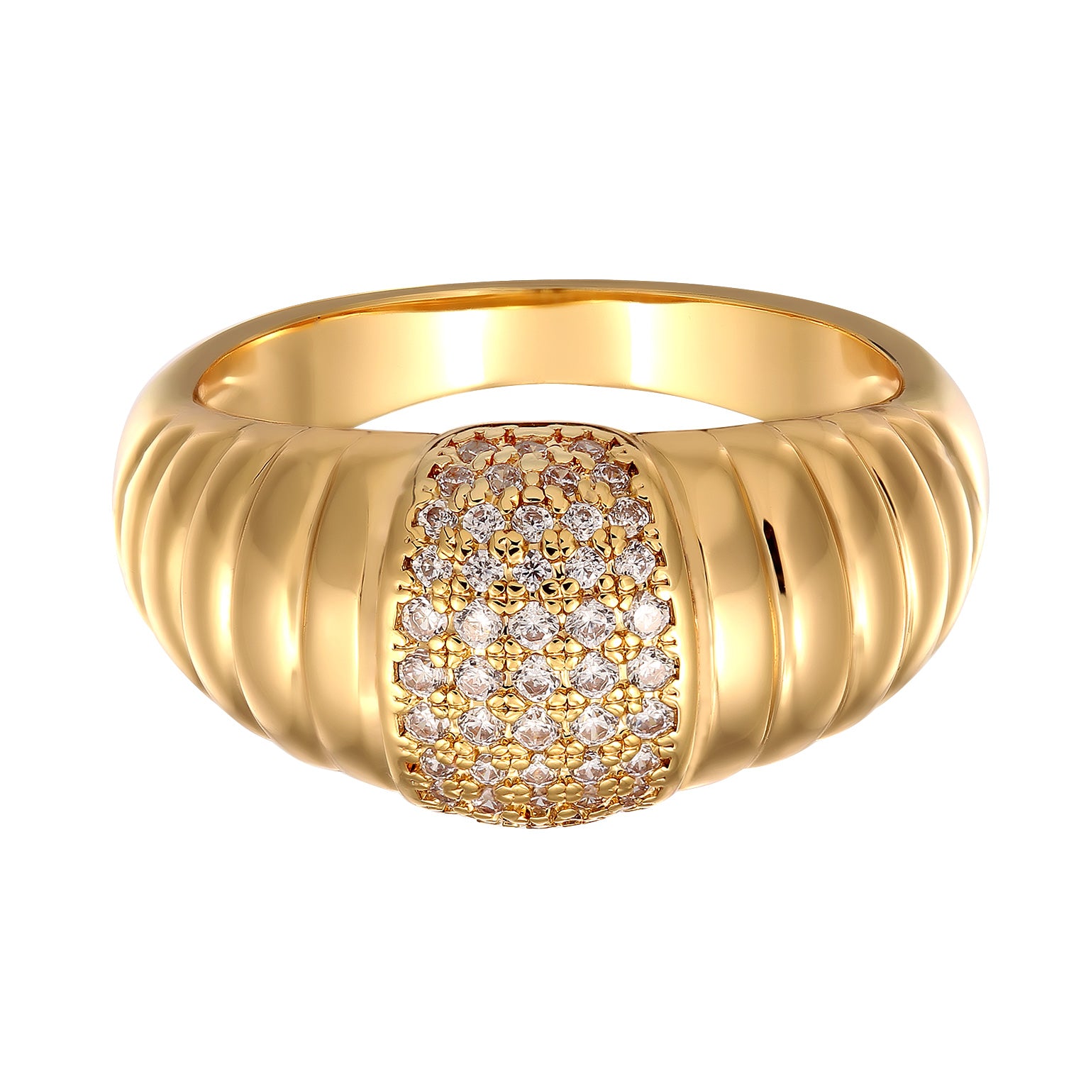 Gold - Elli | Ring Chunky | Zirkonia (Weiß) | Messing