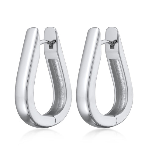 Silber - Elli | Creolen Ohrringe Oval | Messing