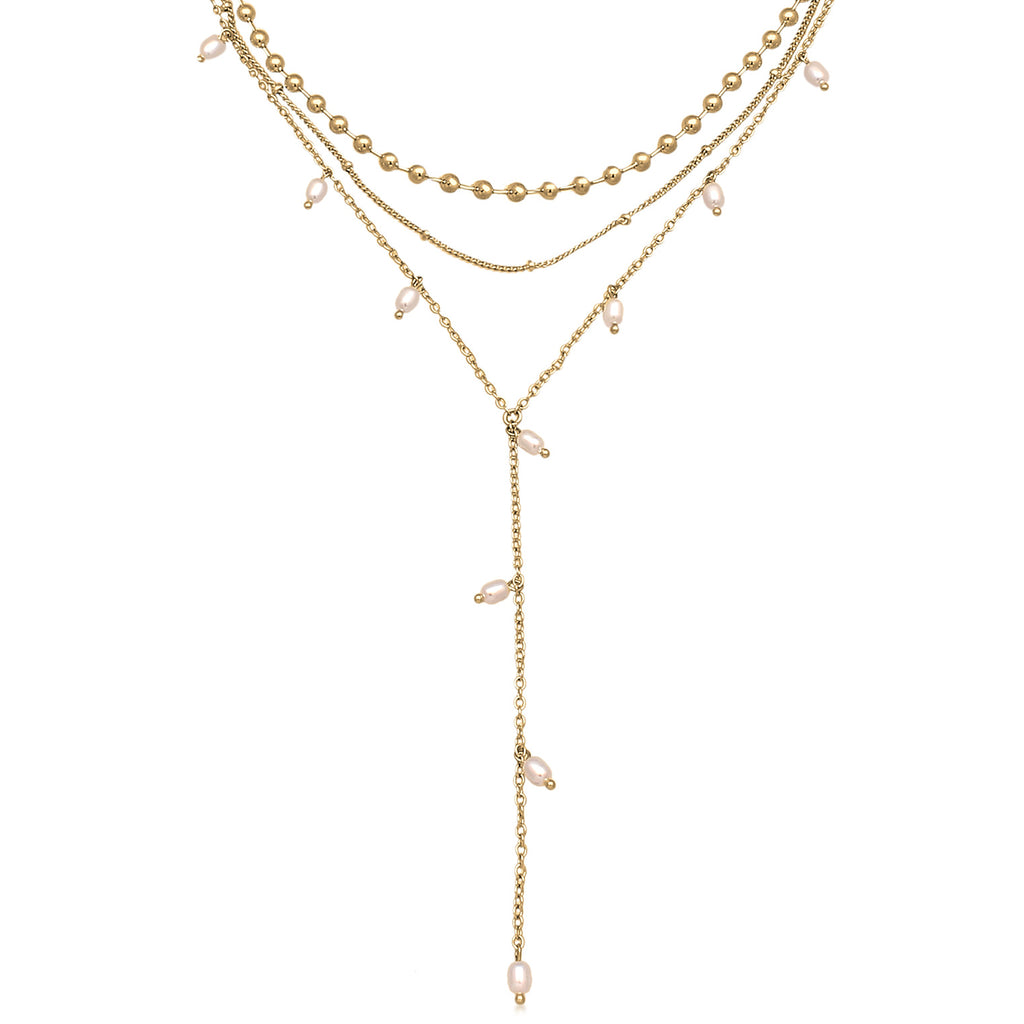 Gold - Elli | Layer-Halskette Kugeln | Messing