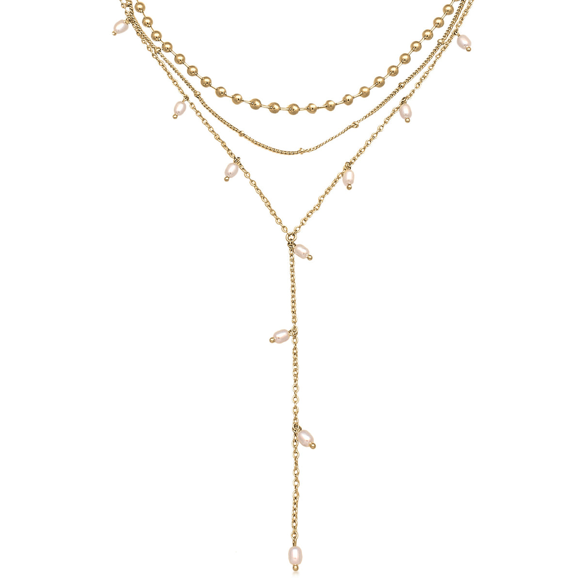 Gold - Elli | Layer-Halskette Kugeln | Messing