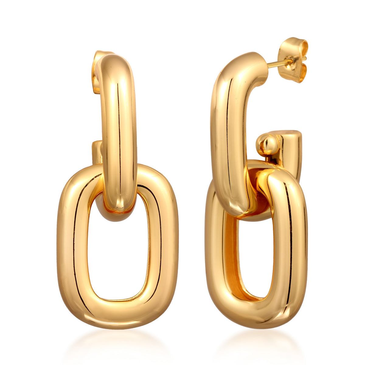 Gold - Elli | Ohrstecker | Ketten Glieder | Messing