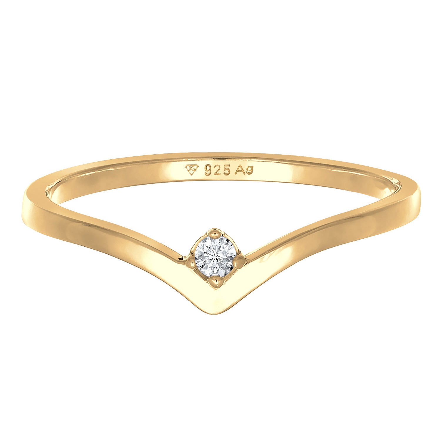 Gold - Elli DIAMONDS | Verlobungsring | Diamant (Weiß, 0.035 ct) | 925 Sterling Silber vergoldet