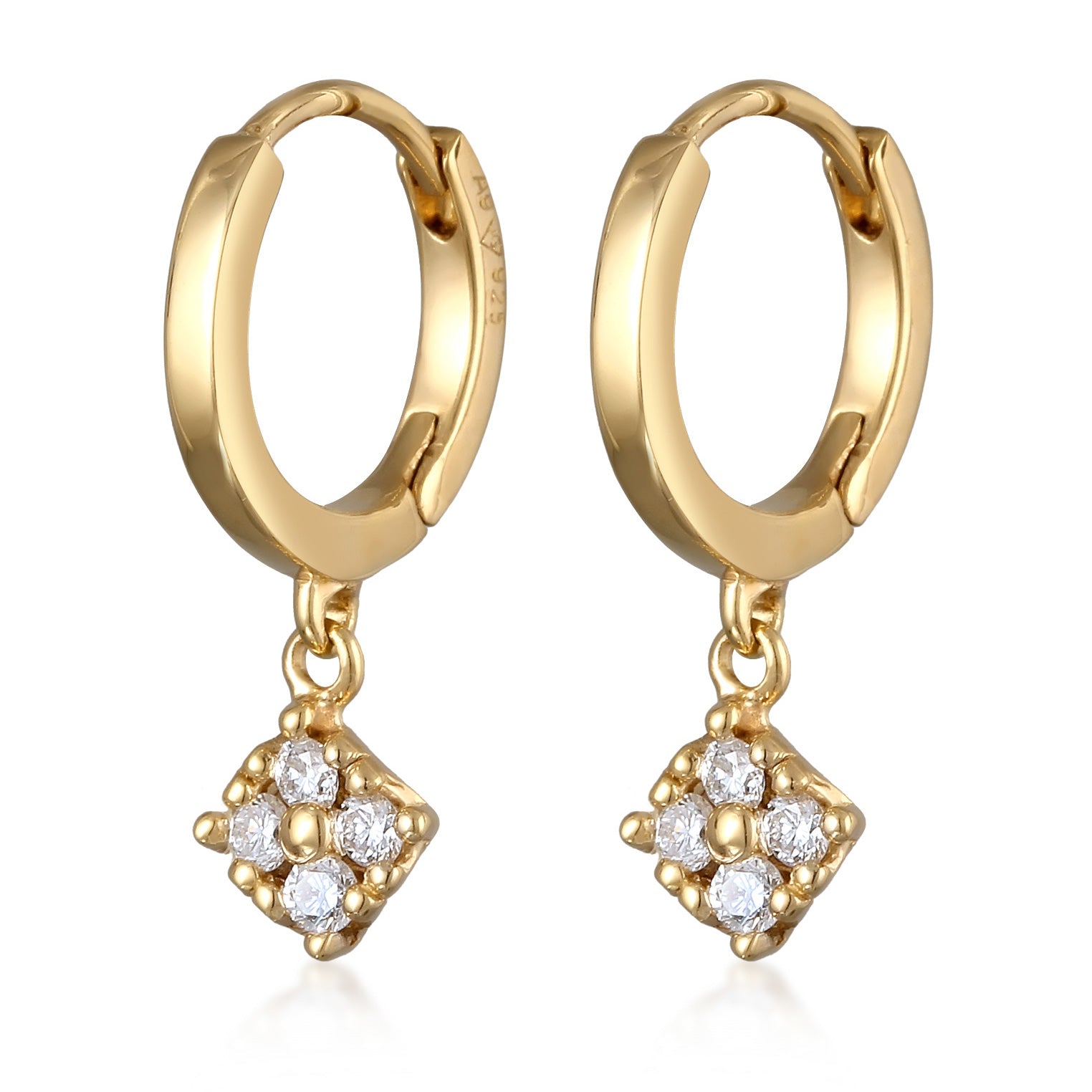 Gold - Elli DIAMONDS | Creole Ohrringe | Laborgezüchteter Diamant (0.056 ct) | 925 Silber vergoldet
