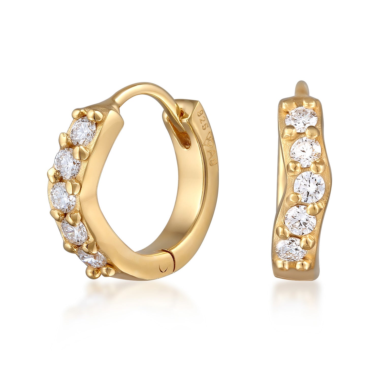 Gold - Elli DIAMONDS | Creolen | Laborgezüchteter Diamant (Weiß, 0.07 ct.) | 925er Sterling Silber