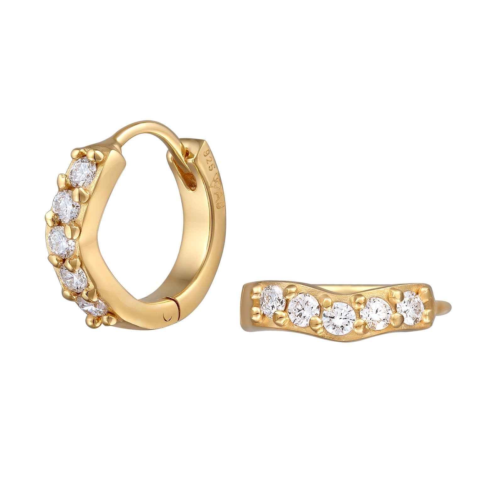 Gold - Elli DIAMONDS | Creolen | Laborgezüchteter Diamant (Weiß, 0.07 ct.) | 925 Sterling Silber