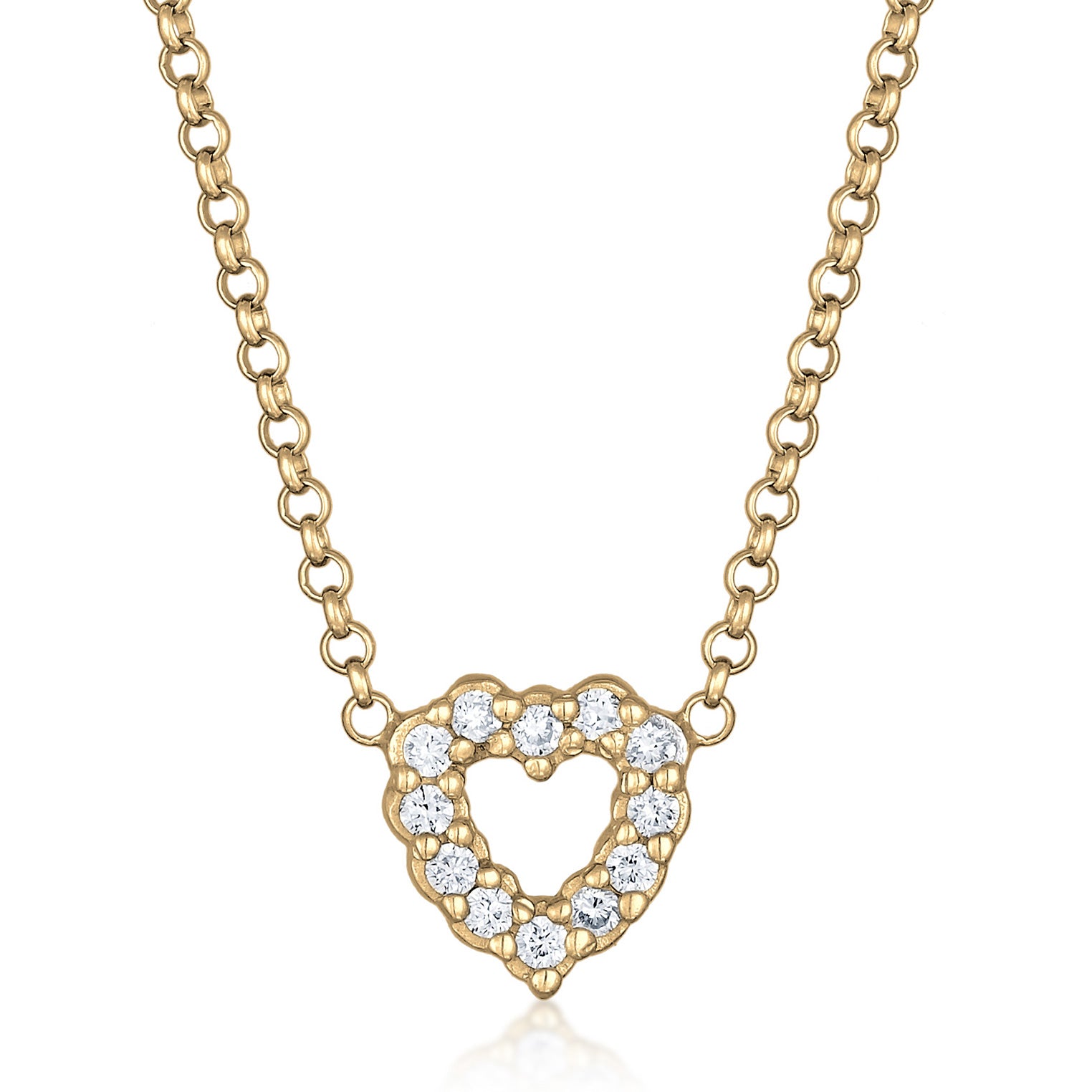 Gold - Elli DIAMONDS | Halskette Herz | Laborgezüchteter Diamant (Weiß, 0.18 ct.) | 925er Sterling Silber vergoldet