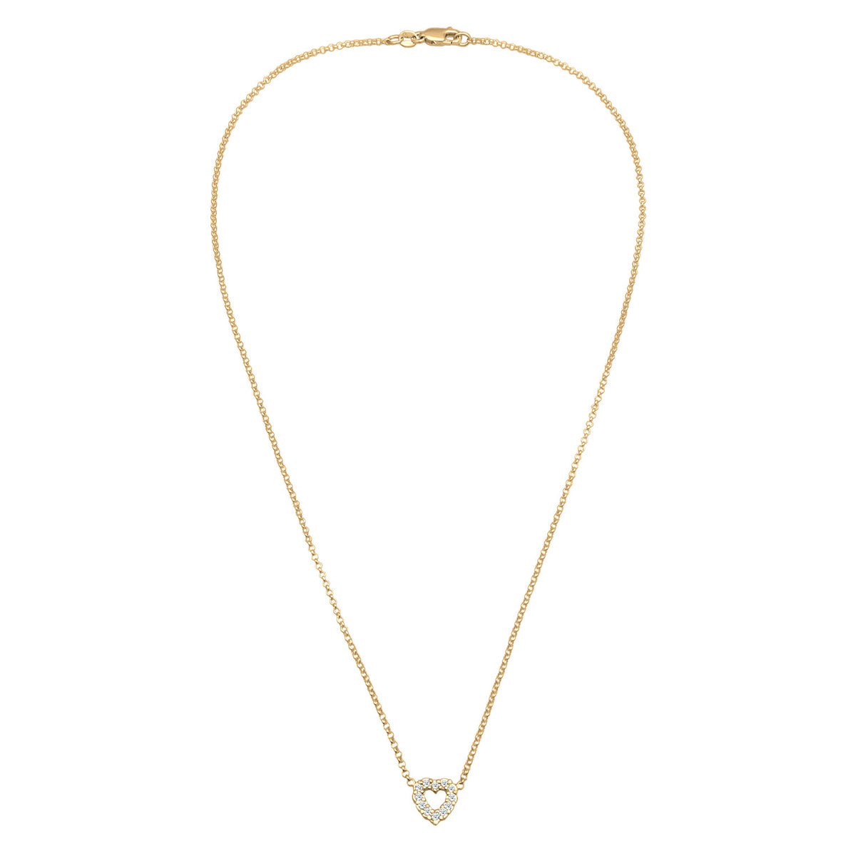 Gold - Elli DIAMONDS | Halskette Herz | Laborgezüchteter Diamant (Weiß, 0.18 ct.) | 925er Sterling Silber vergoldet