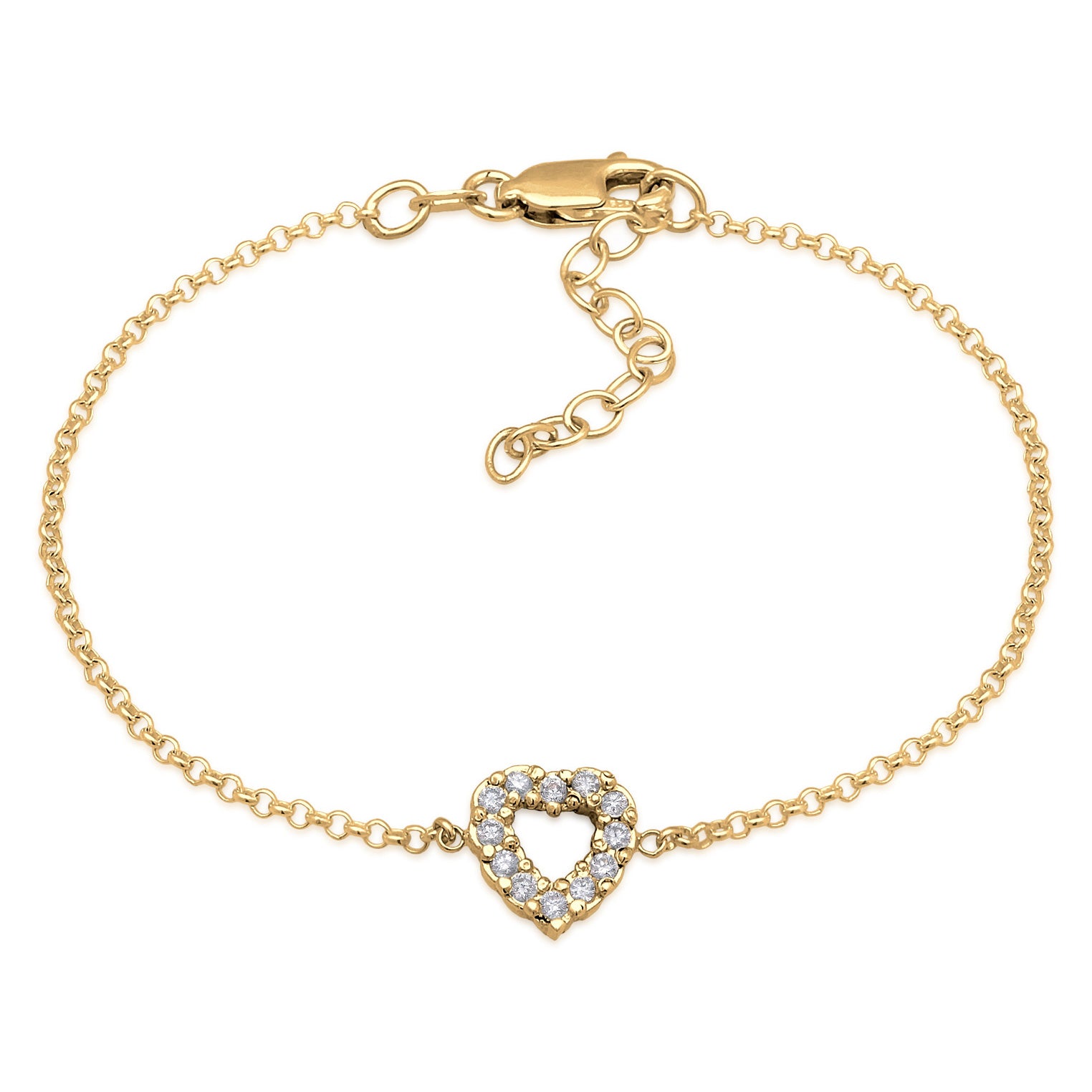Gold - Elli DIAMONDS | Armband Herz | Laborgezüchteter Diamant (Weiß, 0.18 ct.) | 925er Sterling Silber vergoldet