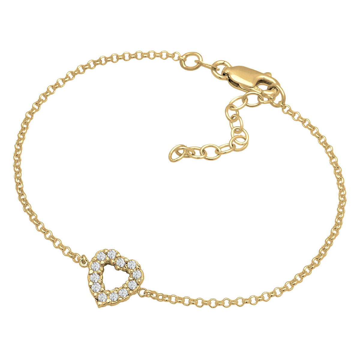 Gold - Elli DIAMONDS | Armband Herz | Laborgezüchteter Diamant (Weiß, 0.18 ct.) | 925er Sterling Silber vergoldet