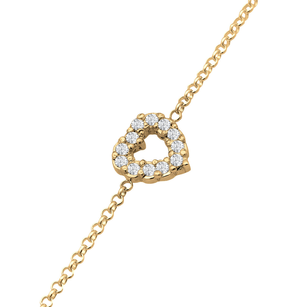 Gold - Elli DIAMONDS | Armband Herz | Laborgezüchteter Diamant (Weiß, 0.18 ct.) | 925er Sterling Silber vergoldet