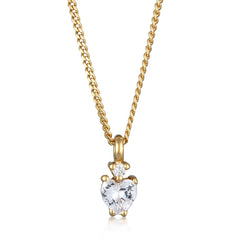 Weiß - Elli | Halskette Herz | Zirkonia (Weiß) | 925 Sterling Silber Vergoldet