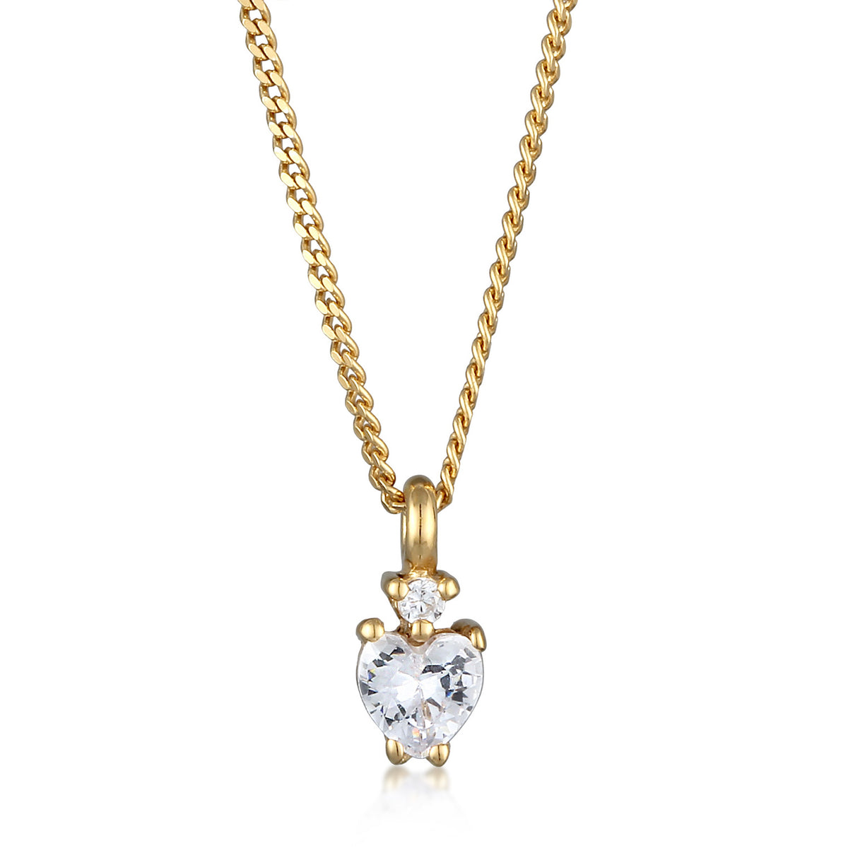 Weiß - Elli | Halskette Herz | Zirkonia (Weiß) | 925 Sterling Silber Vergoldet