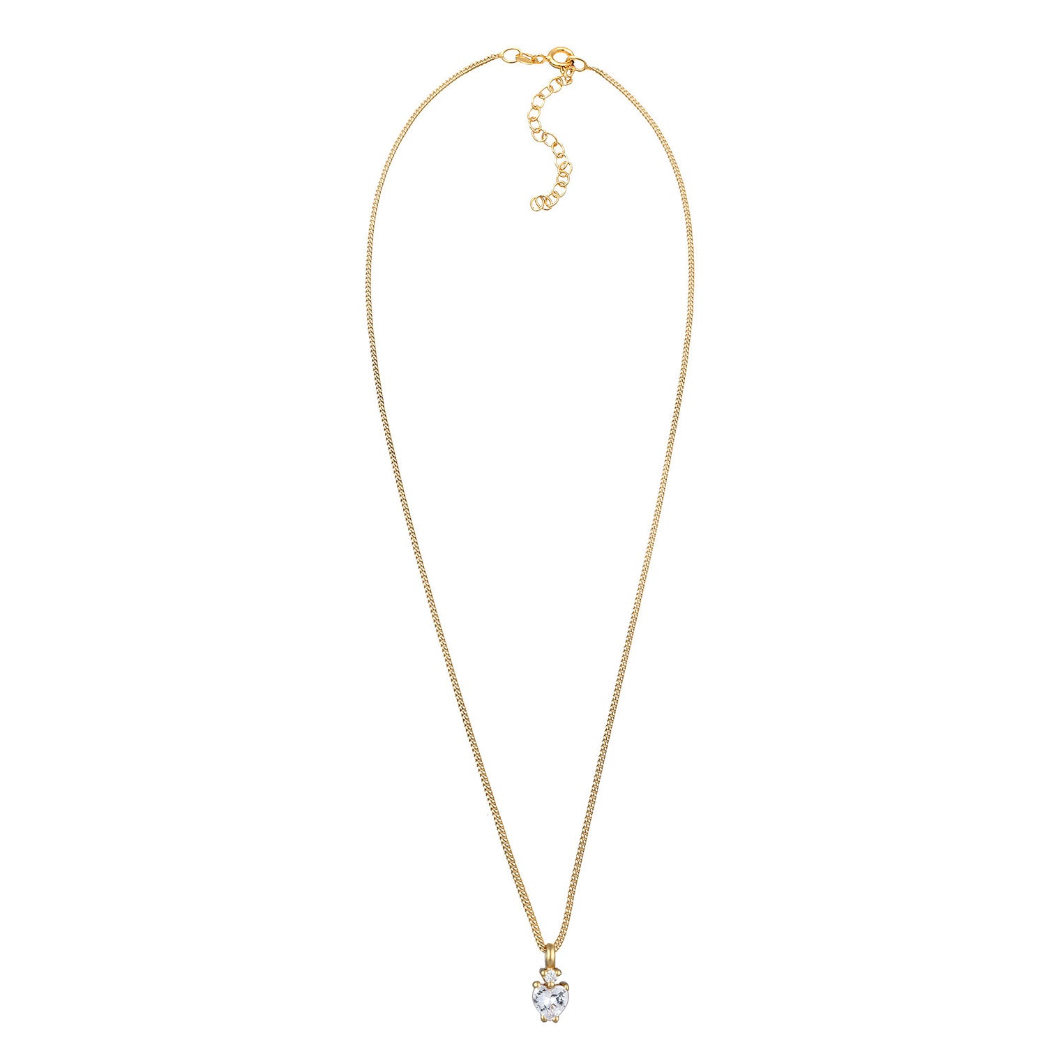 Weiß - Elli | Halskette Herz | Zirkonia (Weiß) | 925 Sterling Silber Vergoldet