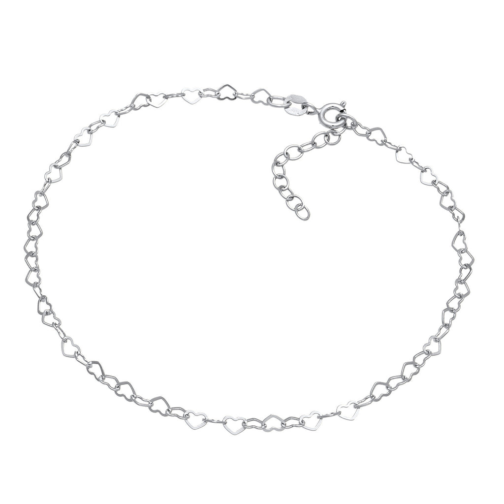Silber - Elli | Fußkettchen Herz | 925 Sterling Silber