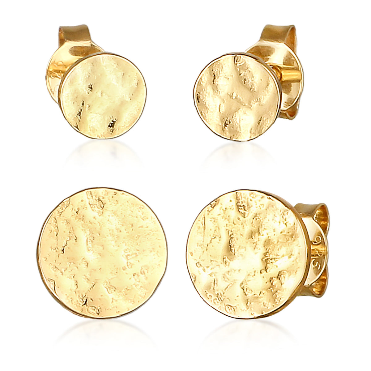Gold - Elli | Ohrstecker Plättchen Organic | 925 Sterling Silber vergoldet