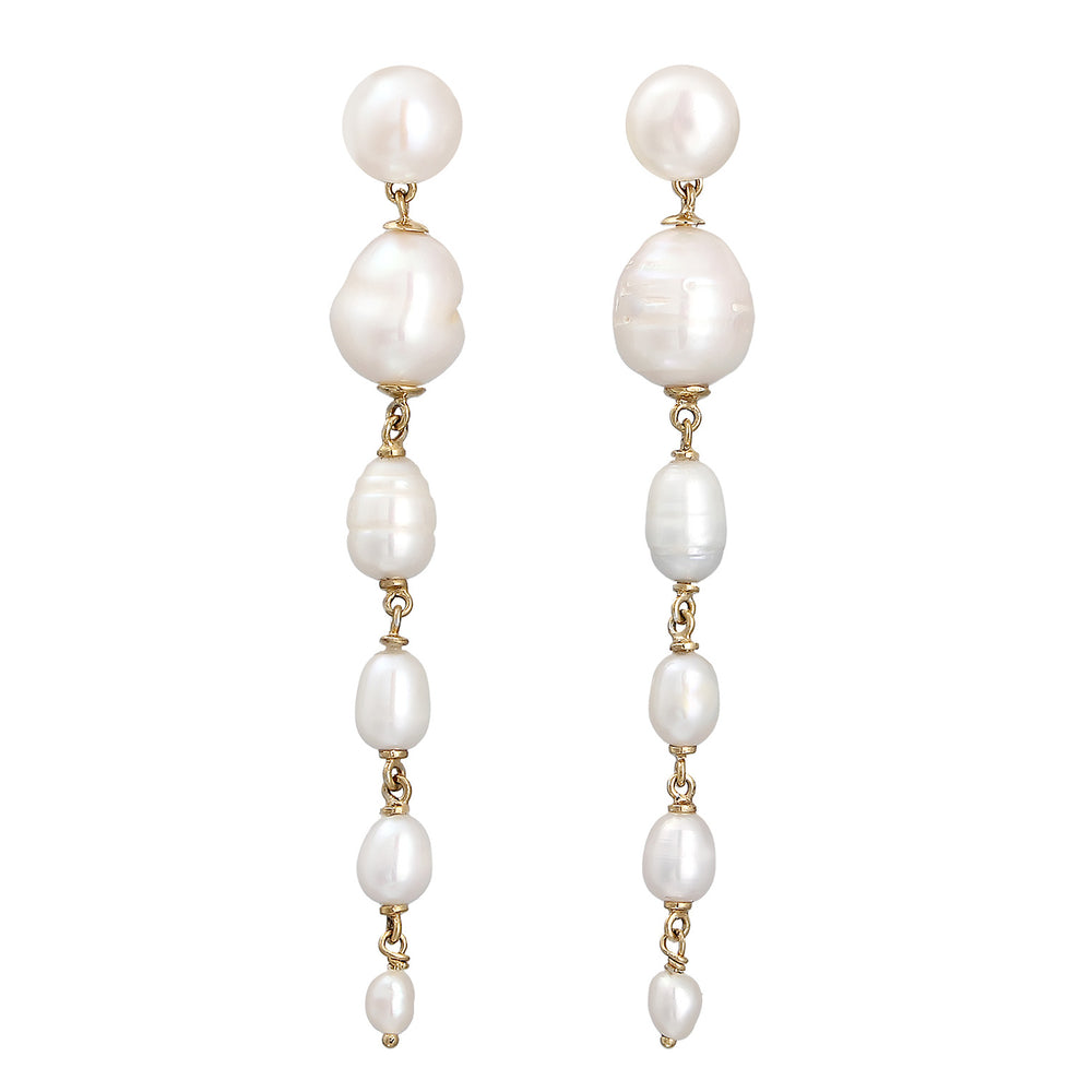 Ohrstecker Kette | Süßwasserzuchtperlen