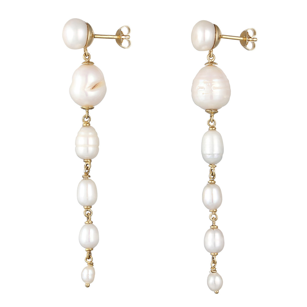 Ohrstecker Kette | Süßwasserzuchtperlen