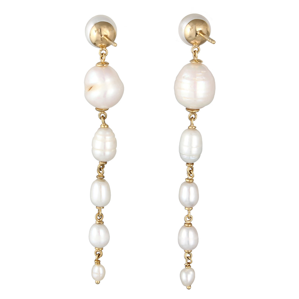 Ohrstecker Kette | Süßwasserzuchtperlen