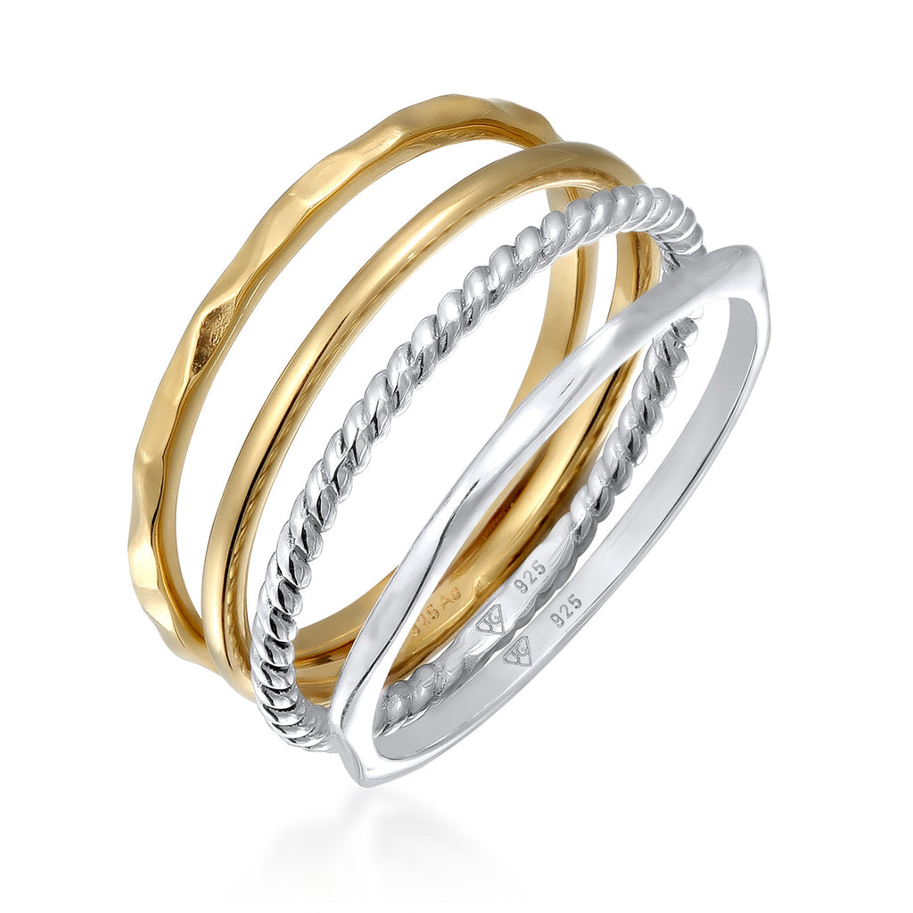 Zweifarbig - Elli | Ringset Bicolor | 925 Sterling Silber vergoldet