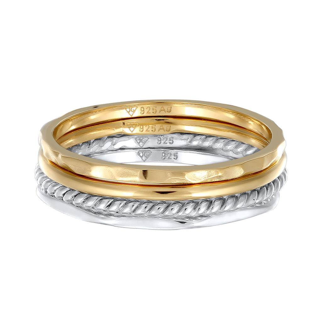 Zweifarbig - Elli | Ringset Bicolor | 925 Sterling Silber vergoldet