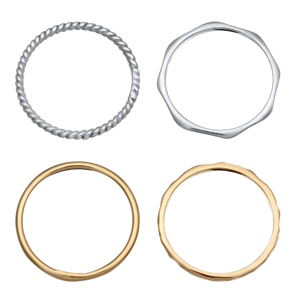 Zweifarbig - Elli | Ringset Bicolor | 925 Sterling Silber vergoldet