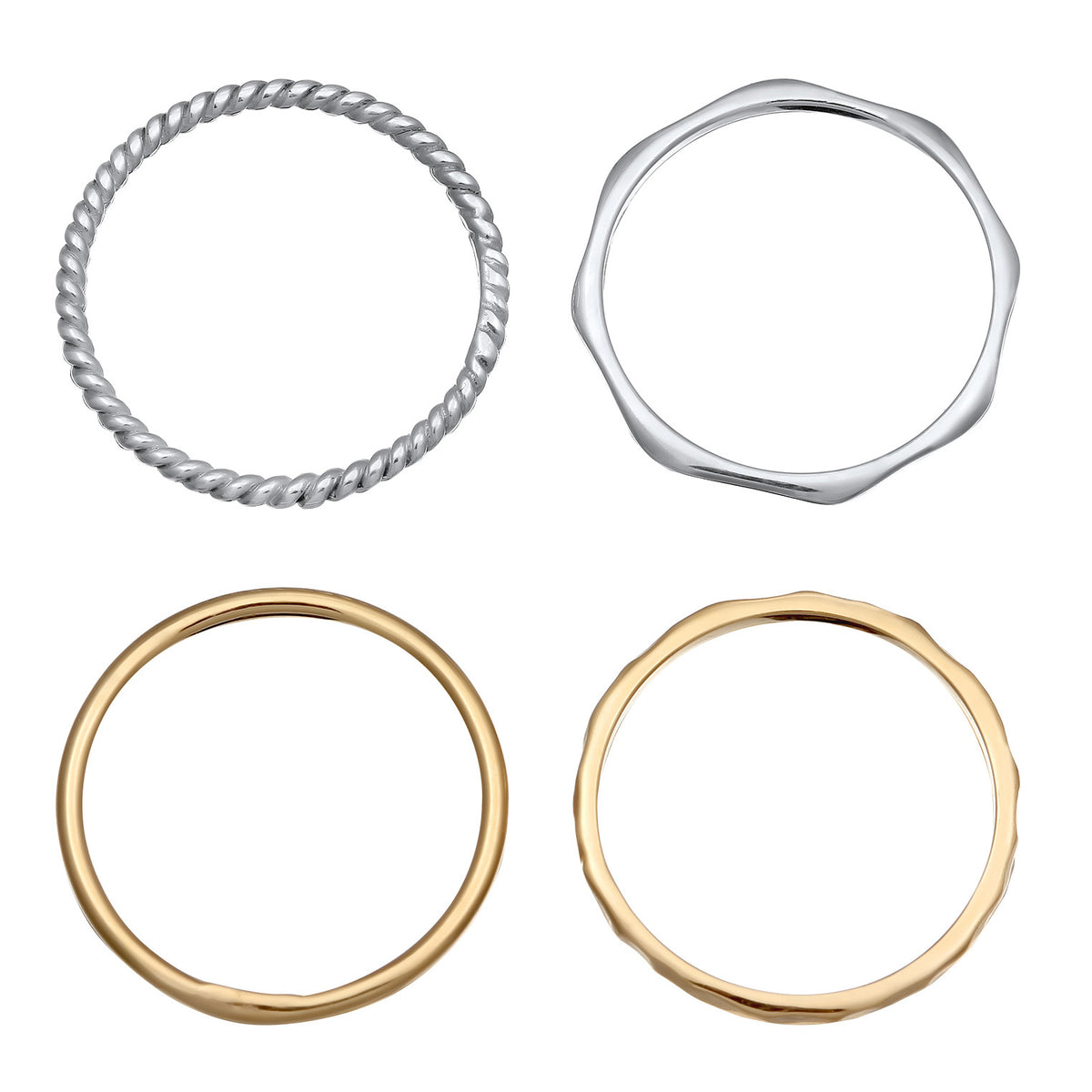Zweifarbig - Elli | Ringset Bicolor | 925 Sterling Silber vergoldet