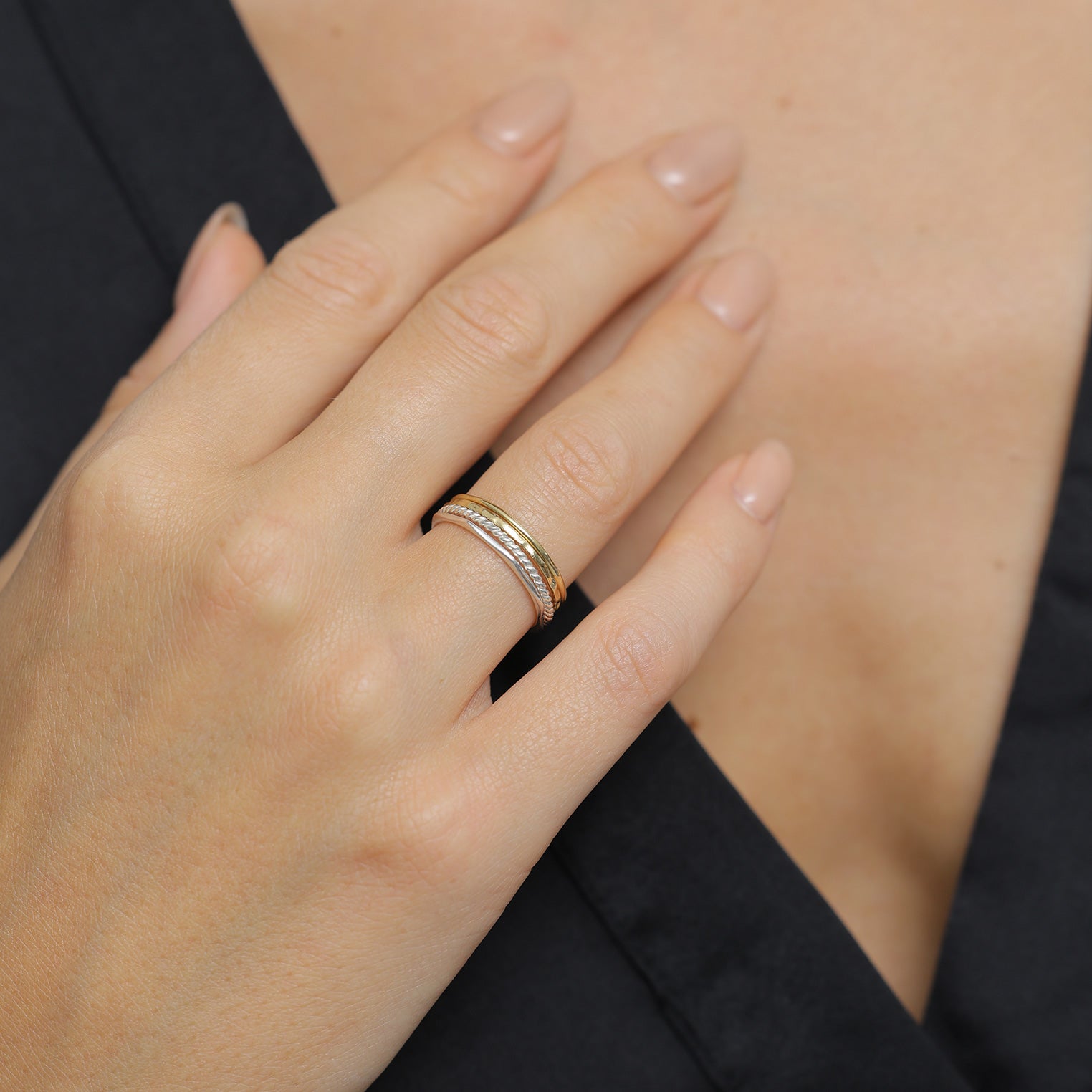 Zweifarbig - Elli | Ringset Bicolor | 925 Sterling Silber vergoldet