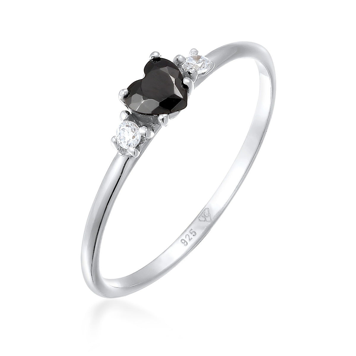 Silber - Elli | Ring Herz | Zirkonia (Schwarz) | 925 Sterling Silber