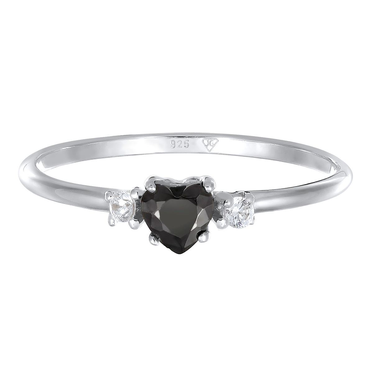 Silber - Elli | Ring Herz | Zirkonia (Schwarz) | 925 Sterling Silber