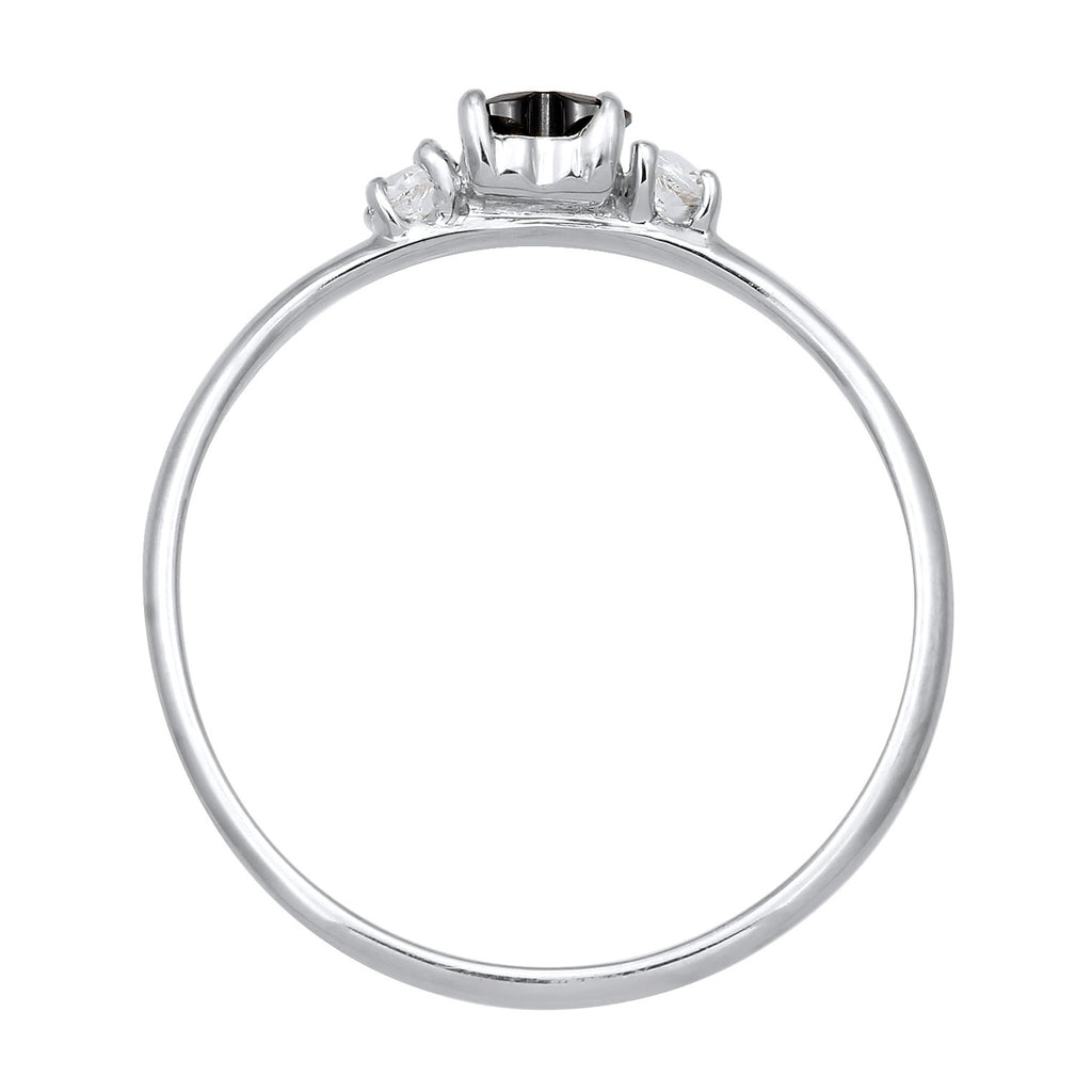 Silber - Elli | Ring Herz | Zirkonia (Schwarz) | 925 Sterling Silber